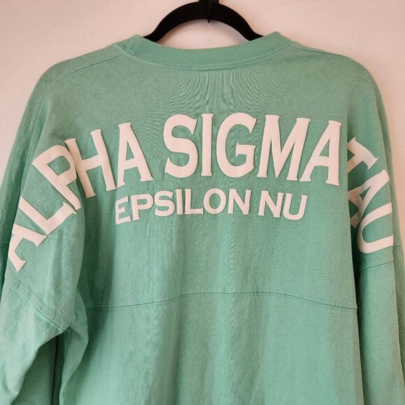 Spirit Jersey Long Sleeve T-Shirt Tee Mint Green Alpha Sigma Tau Epsilon Nu XS - Picture 5 of 9